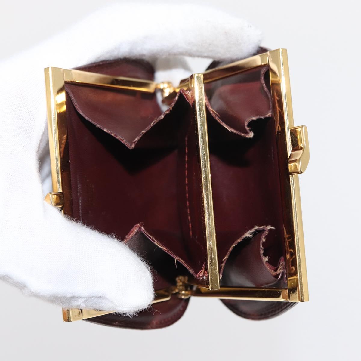 CARTIER Must Line Coin Purse Leather 2 Set Bordeaux Gold Auth BA8475