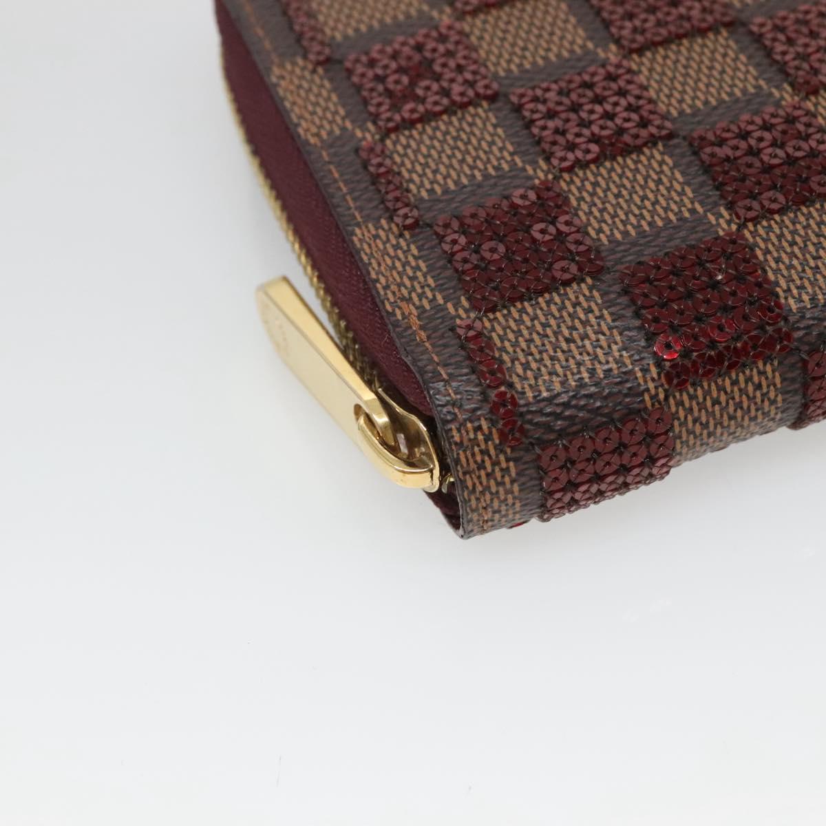 LOUIS VUITTON Damie Payette Zippy Wallet Long Wallet Red N63174 LV Auth BA847AM