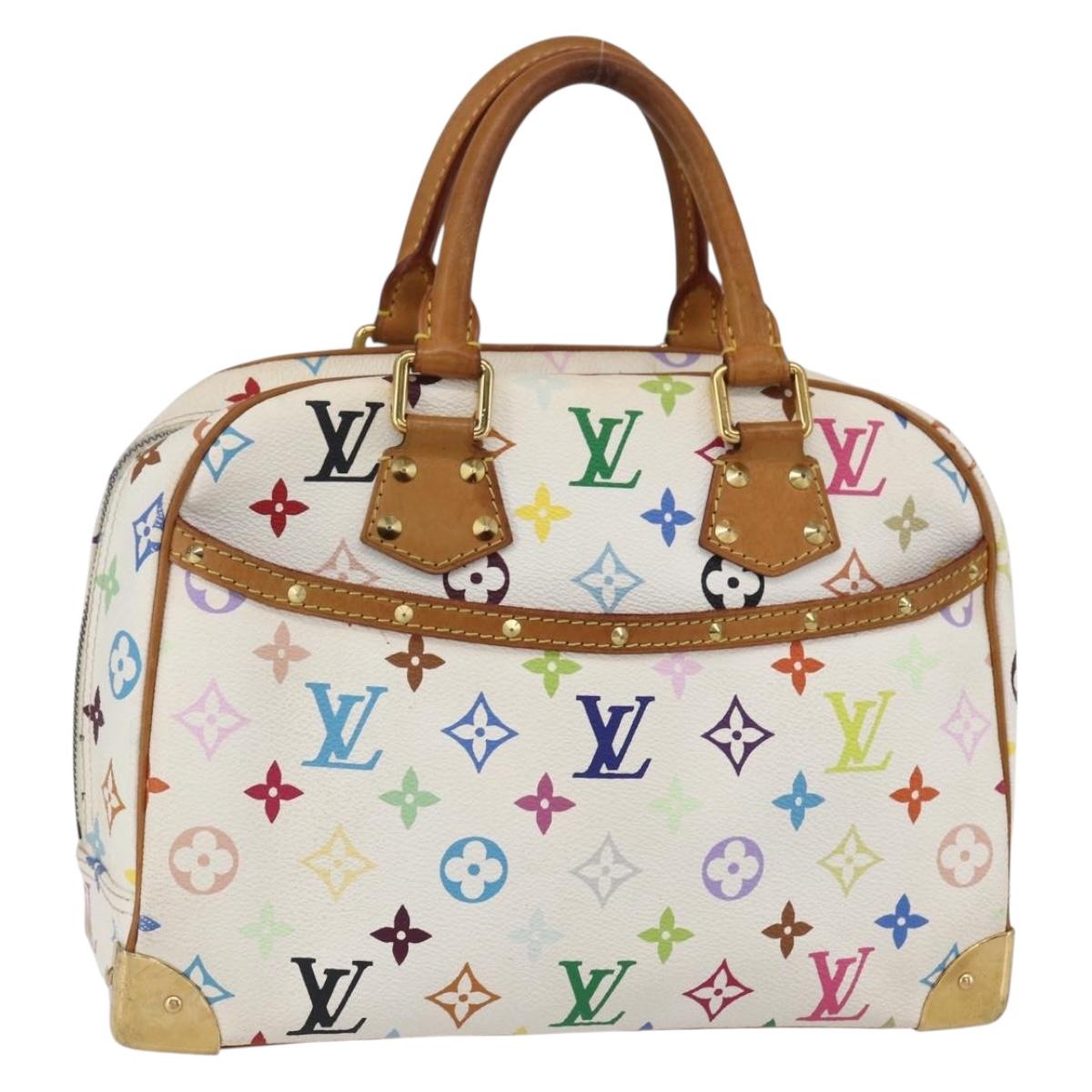 LOUIS VUITTON Monogram Multicolor Trouville Hand Bag White M92663 LV Auth BA8483