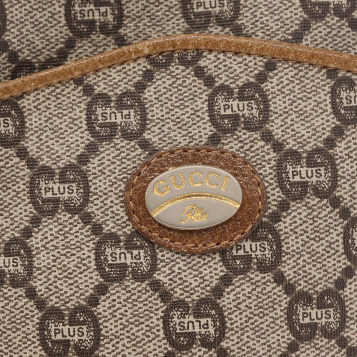 GUCCI GG Plus Supreme Shoulder Bag PVC Beige Gold Auth BA8484