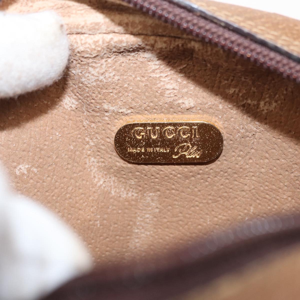 GUCCI GG Plus Supreme Shoulder Bag PVC Beige Gold Auth BA8484