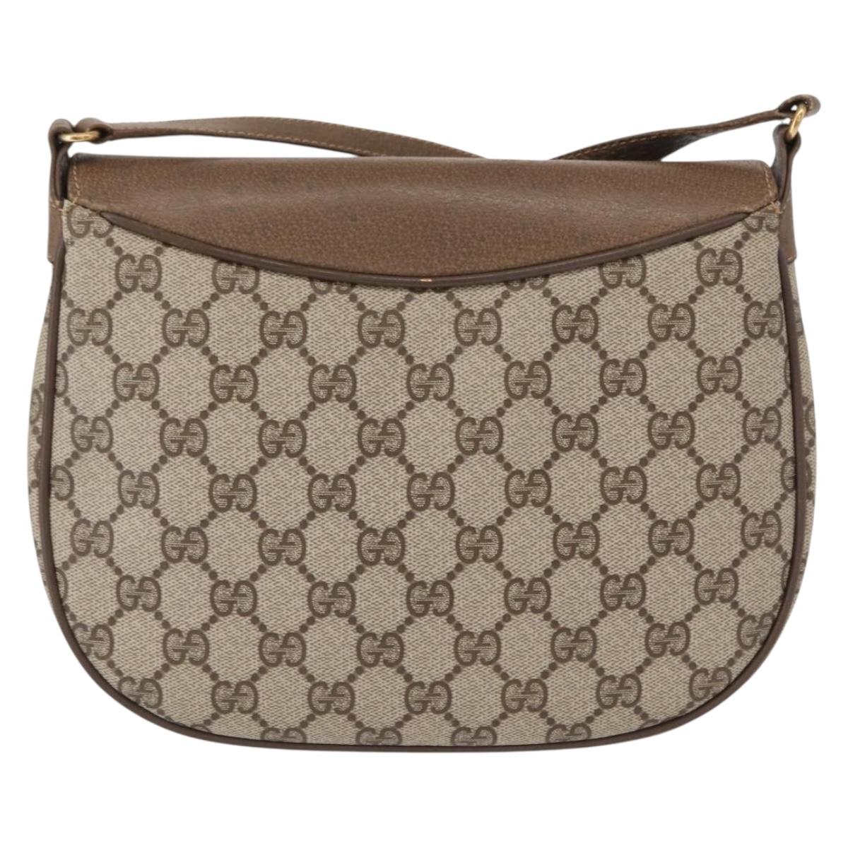 GUCCI GG Supreme Web Sherry Line Bag PVC Beige Gold 10 02 056 Auth BA8485