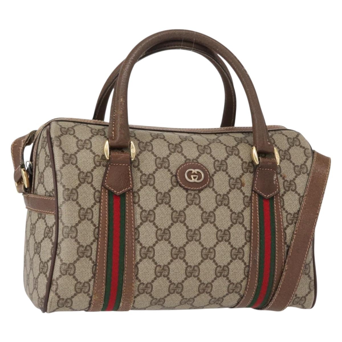 GUCCI GG Supreme Web Sherry Line Bag PVC Beige Gold 002 115 6697 Auth BA8486