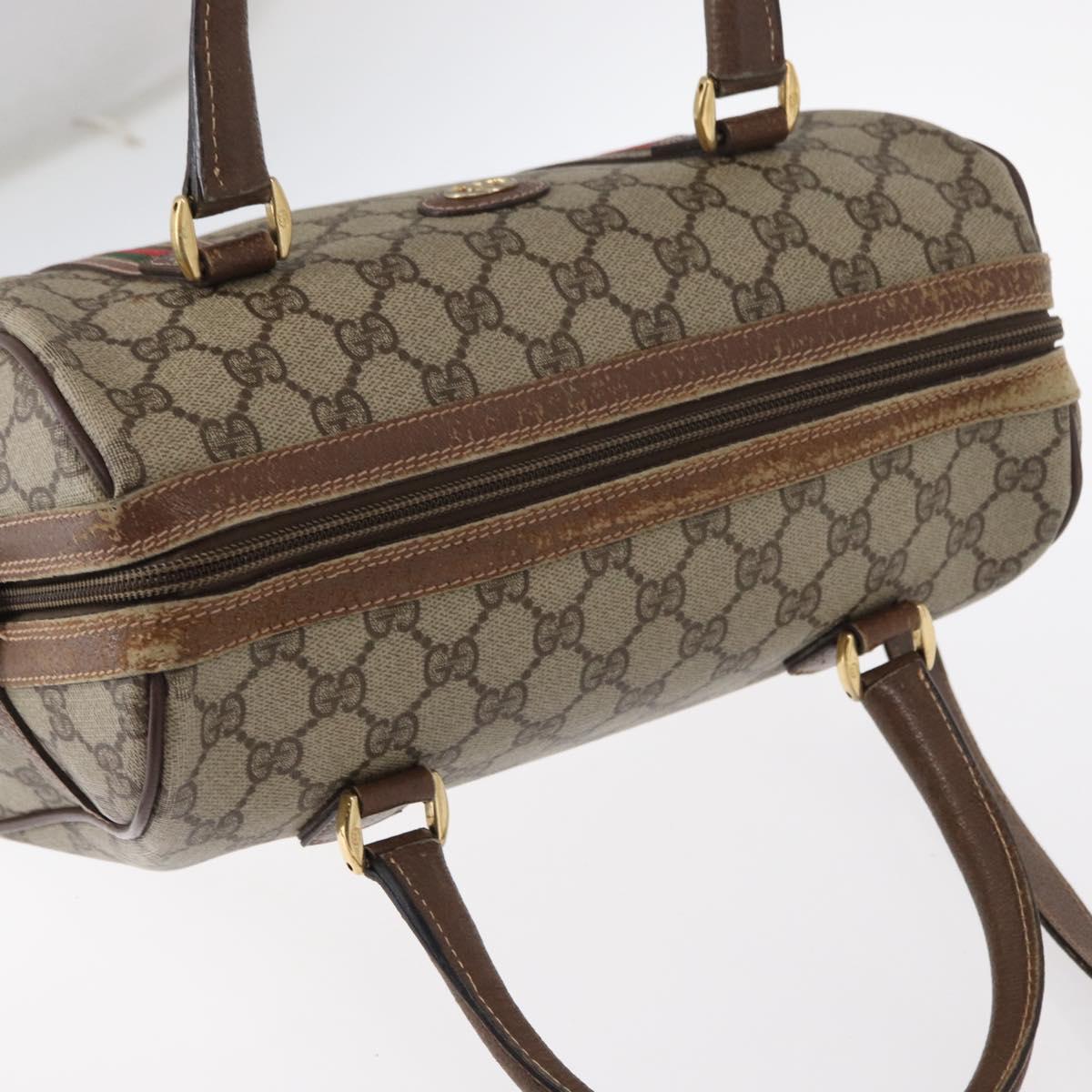 GUCCI GG Supreme Web Sherry Line Bag PVC Beige Gold 002 115 6697 Auth BA8486