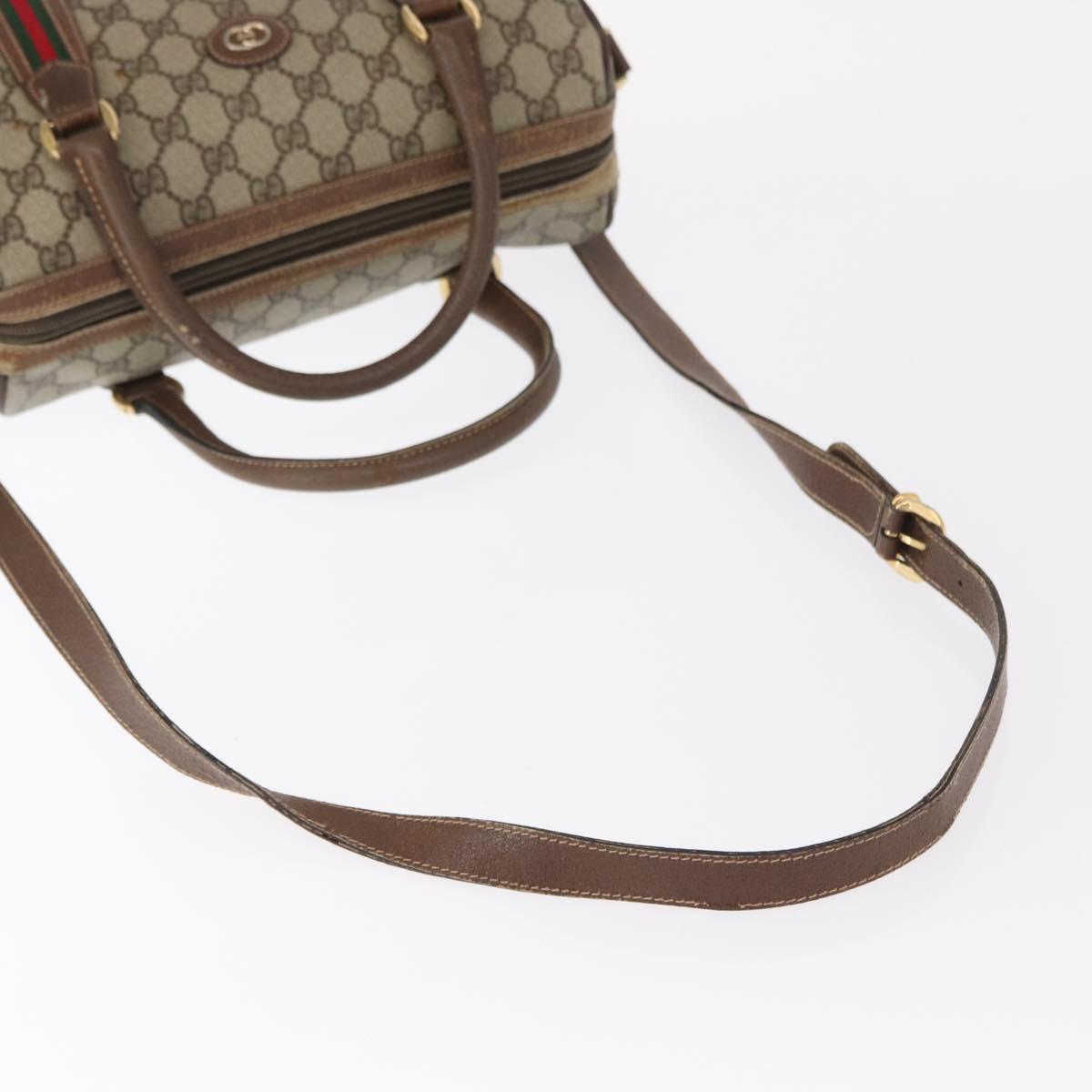 GUCCI GG Supreme Web Sherry Line Bag PVC Beige Gold 002 115 6697 Auth BA8486