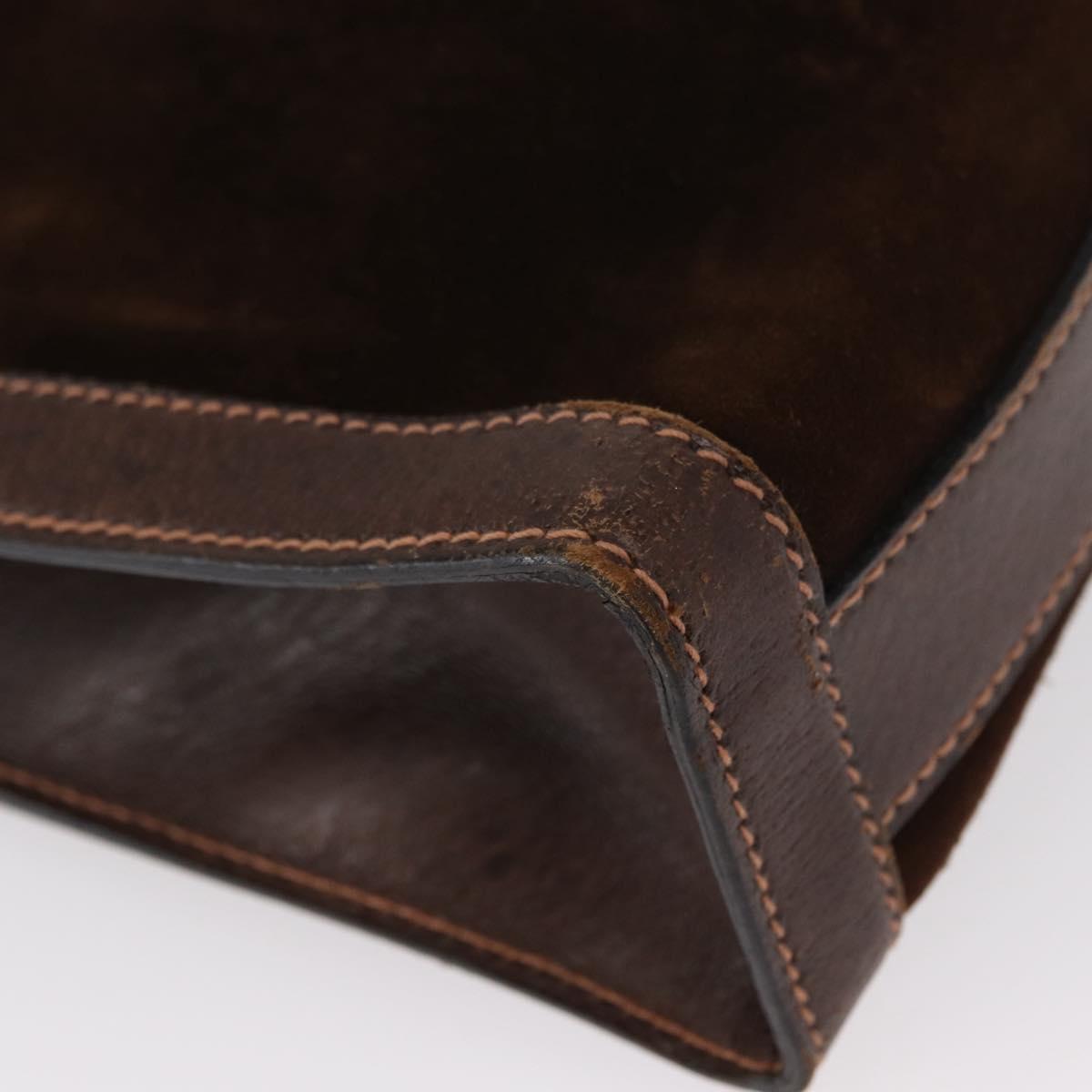 GUCCI Web Sherry Line Hand Bag Leather Suede Brown Auth BA8488