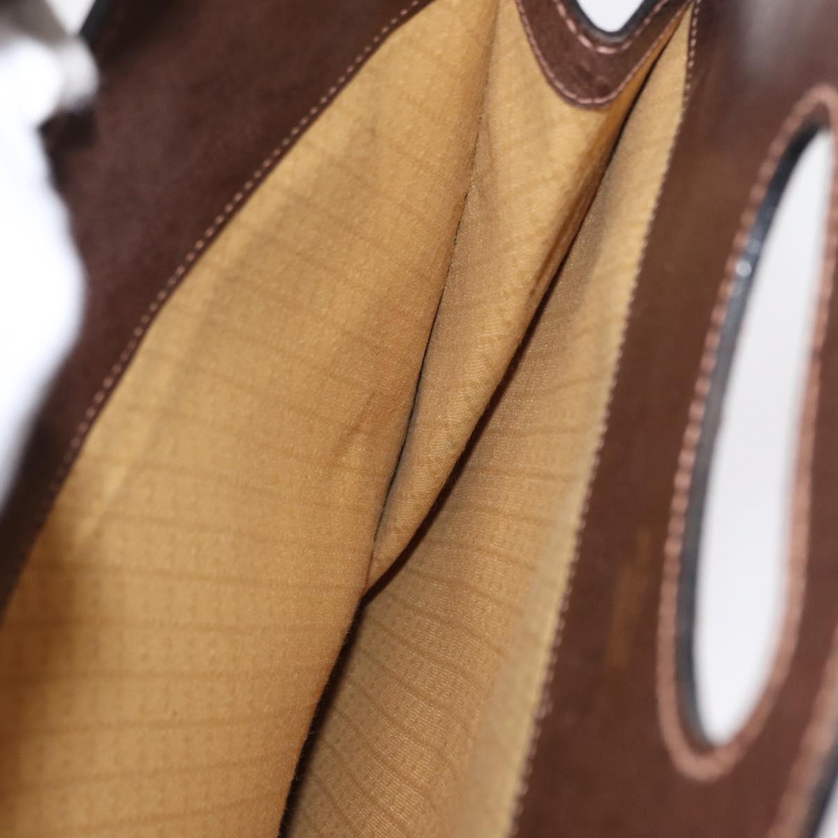 GUCCI Web Sherry Line Hand Bag Leather Suede Brown Auth BA8488