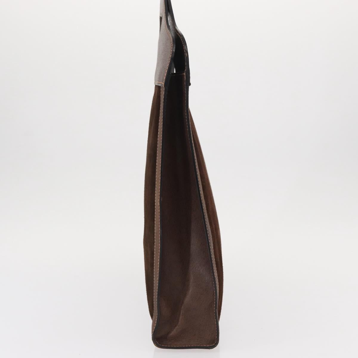 GUCCI Web Sherry Line Hand Bag Leather Suede Brown Auth BA8488