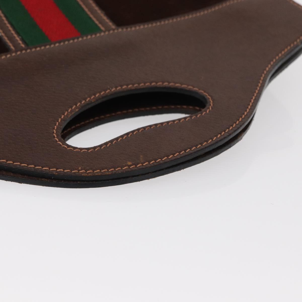 GUCCI Web Sherry Line Hand Bag Leather Suede Brown Auth BA8488