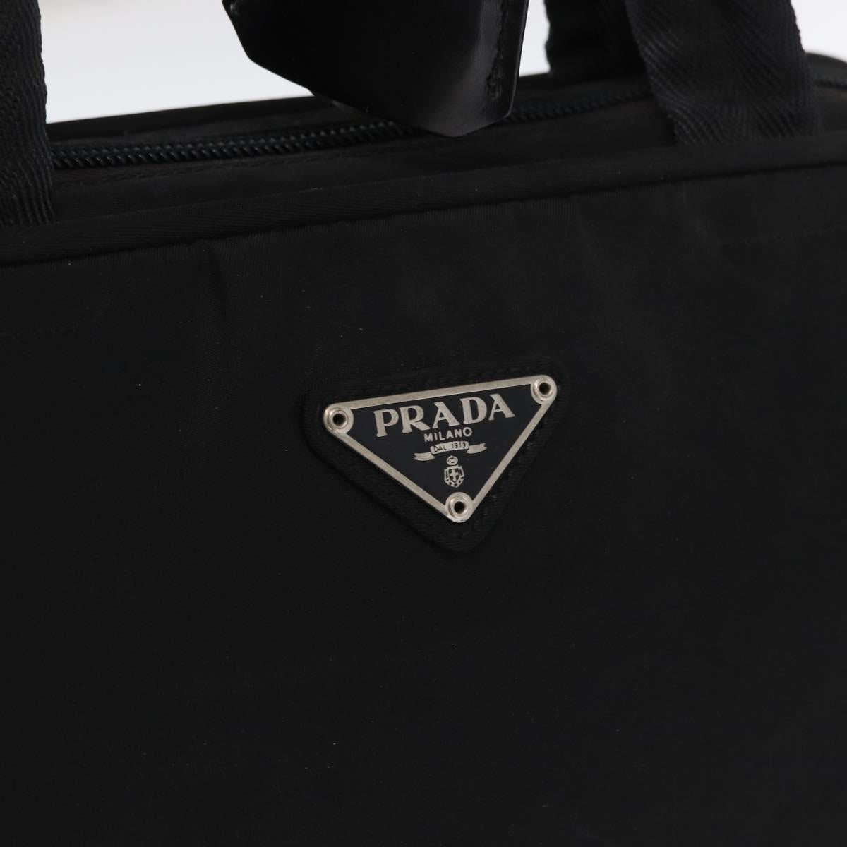 PRADA Hand Bag Nylon Black Silver Auth BA8490