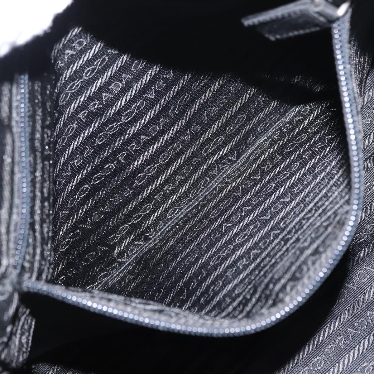 PRADA Hand Bag Nylon Black Silver Auth BA8490