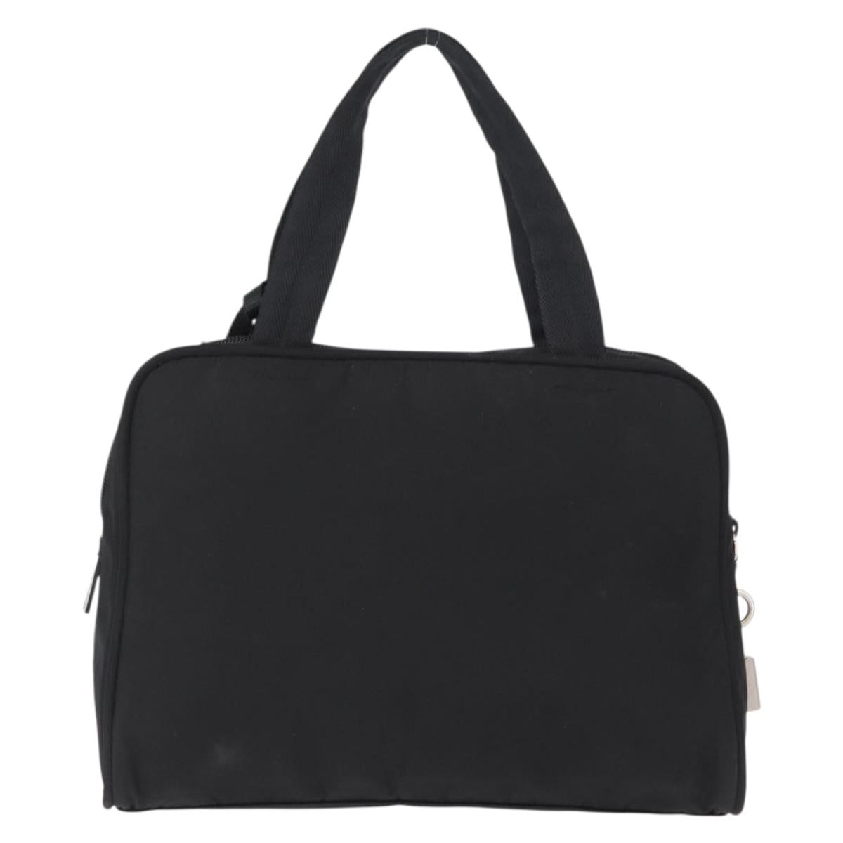 PRADA Hand Bag Nylon Black Silver Auth BA8490