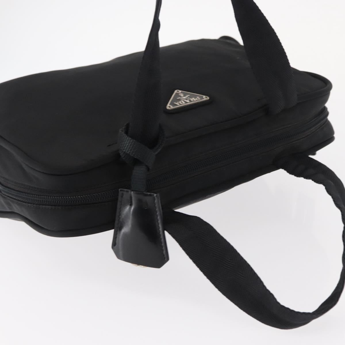 PRADA Hand Bag Nylon Black Silver Auth BA8490