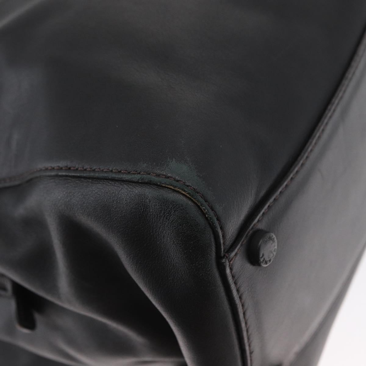 CHANEL Tote Bag Leather Black Silver CC Auth BA8491