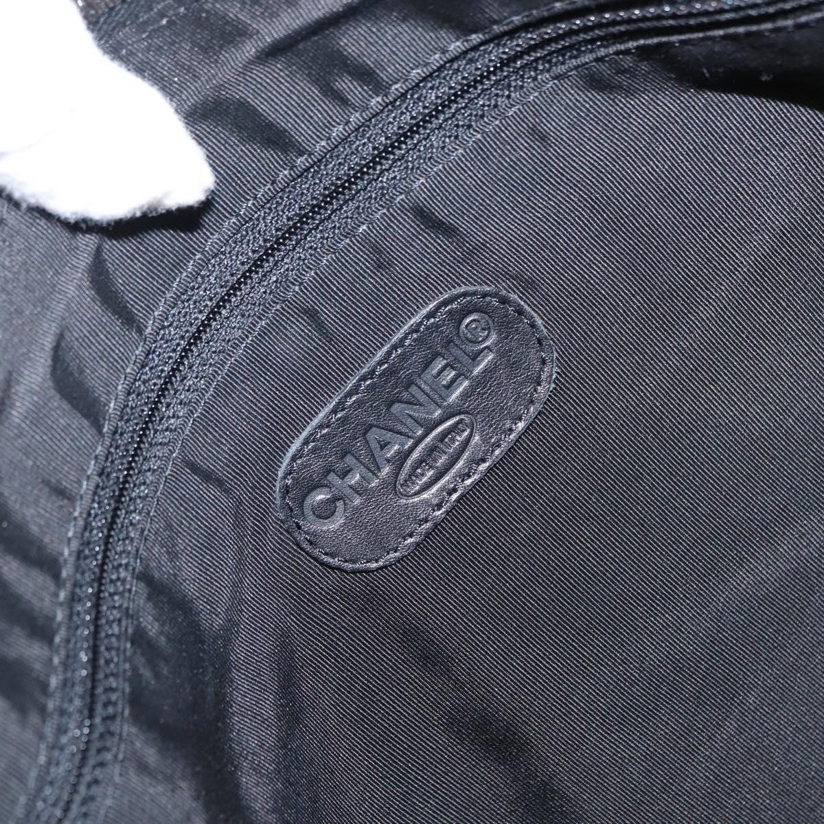 CHANEL Tote Bag Leather Black Silver CC Auth BA8491