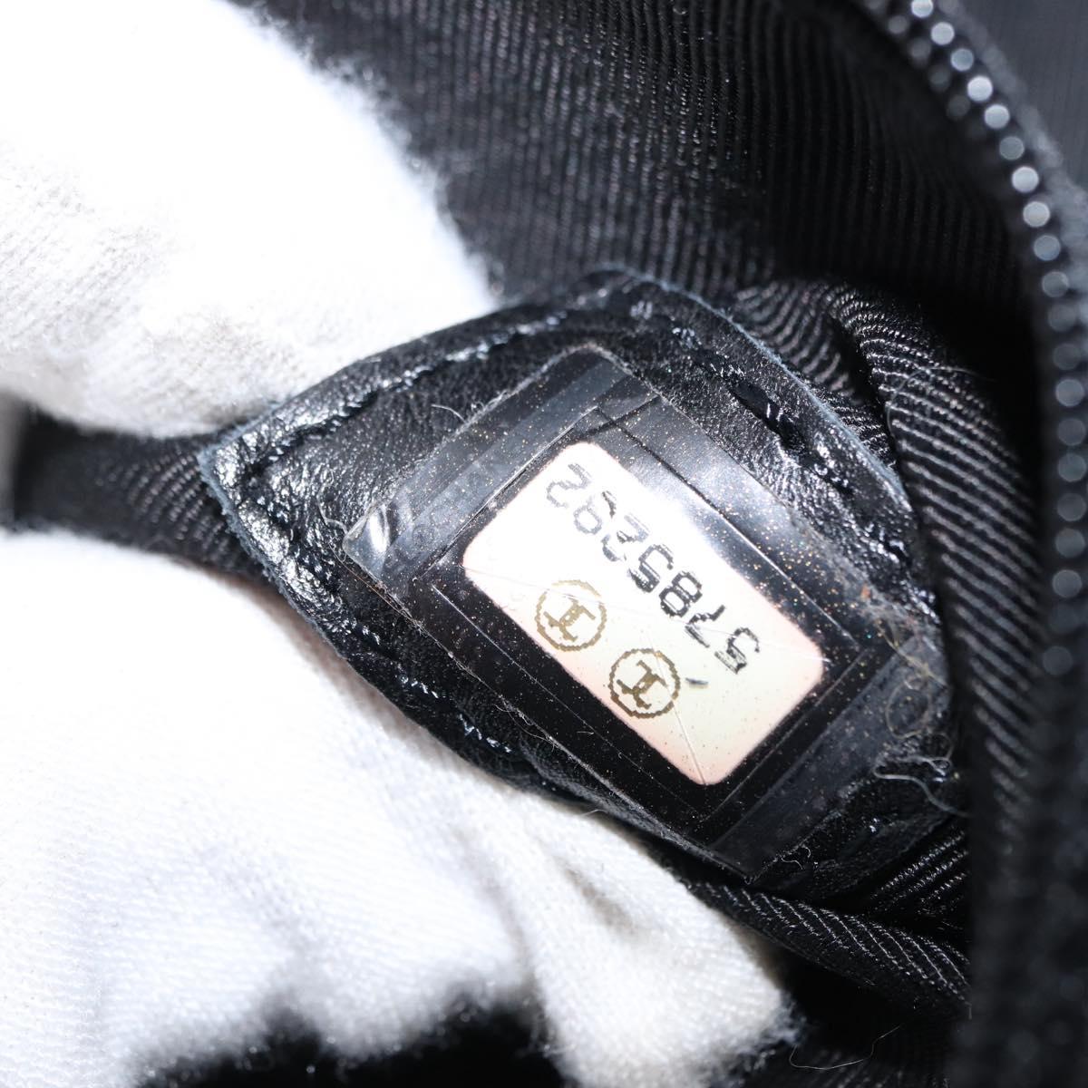 CHANEL Tote Bag Leather Black Silver CC Auth BA8491