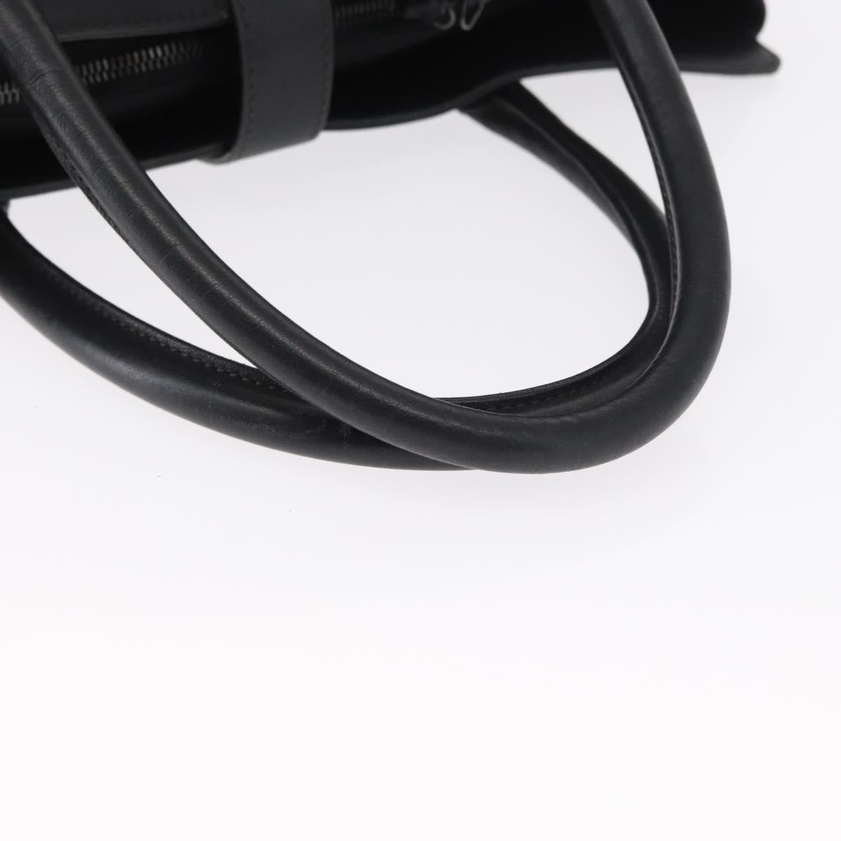 CHANEL Tote Bag Leather Black Silver CC Auth BA8491