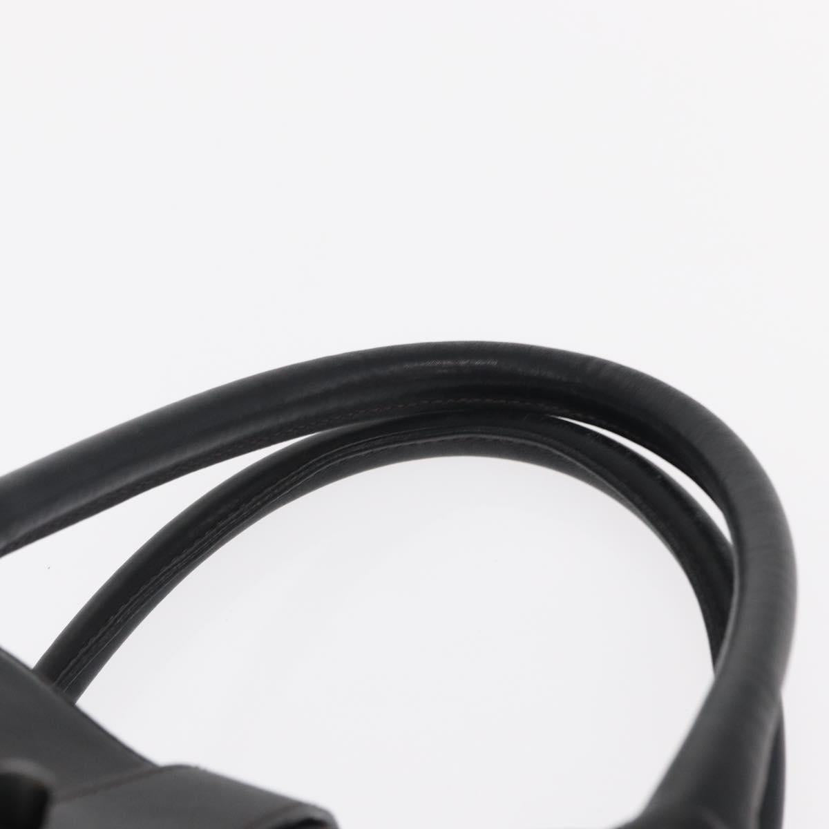 CHANEL Tote Bag Leather Black Silver CC Auth BA8491