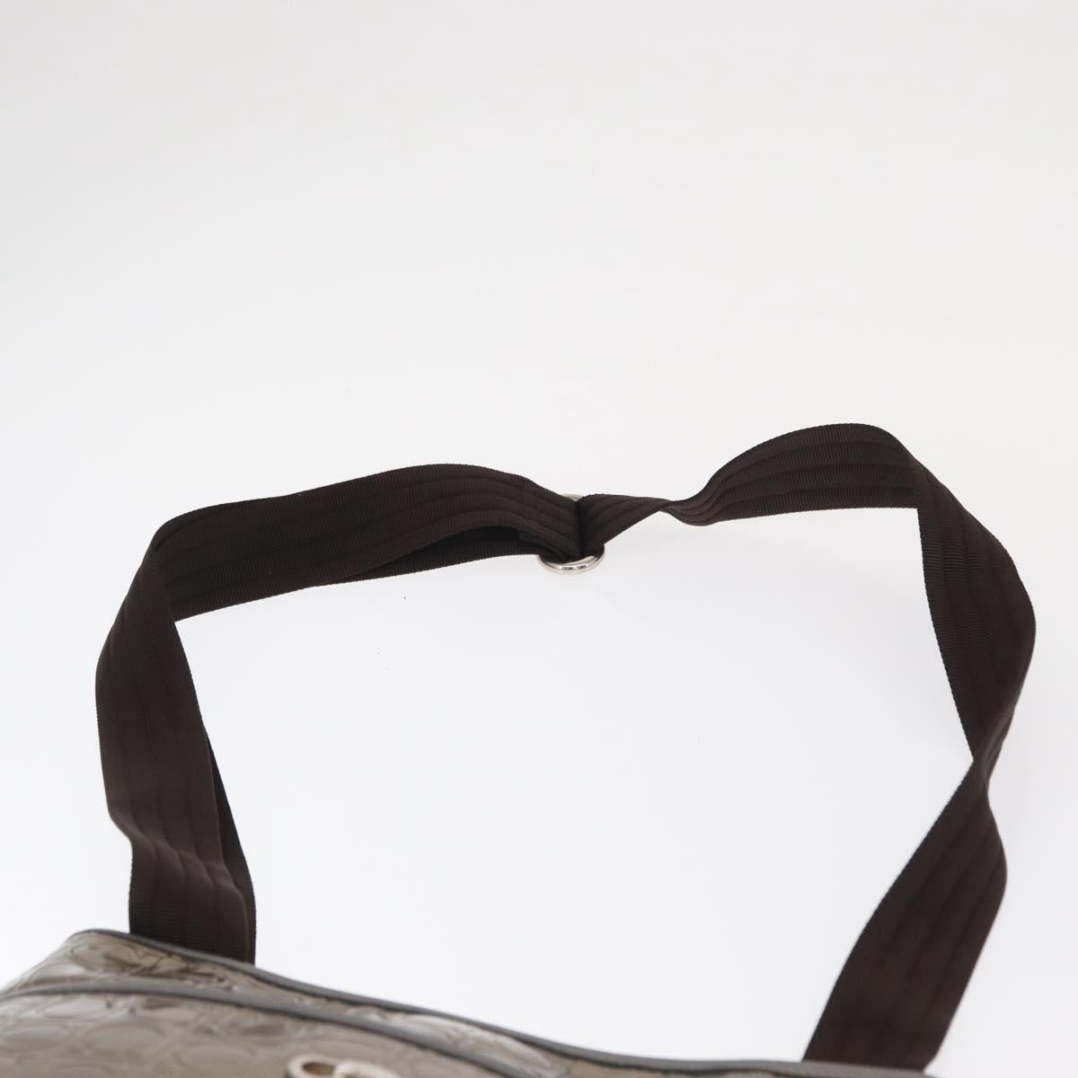 Salvatore Ferragamo Gancini Shoulder Bag Enamel Gold Auth BA8494