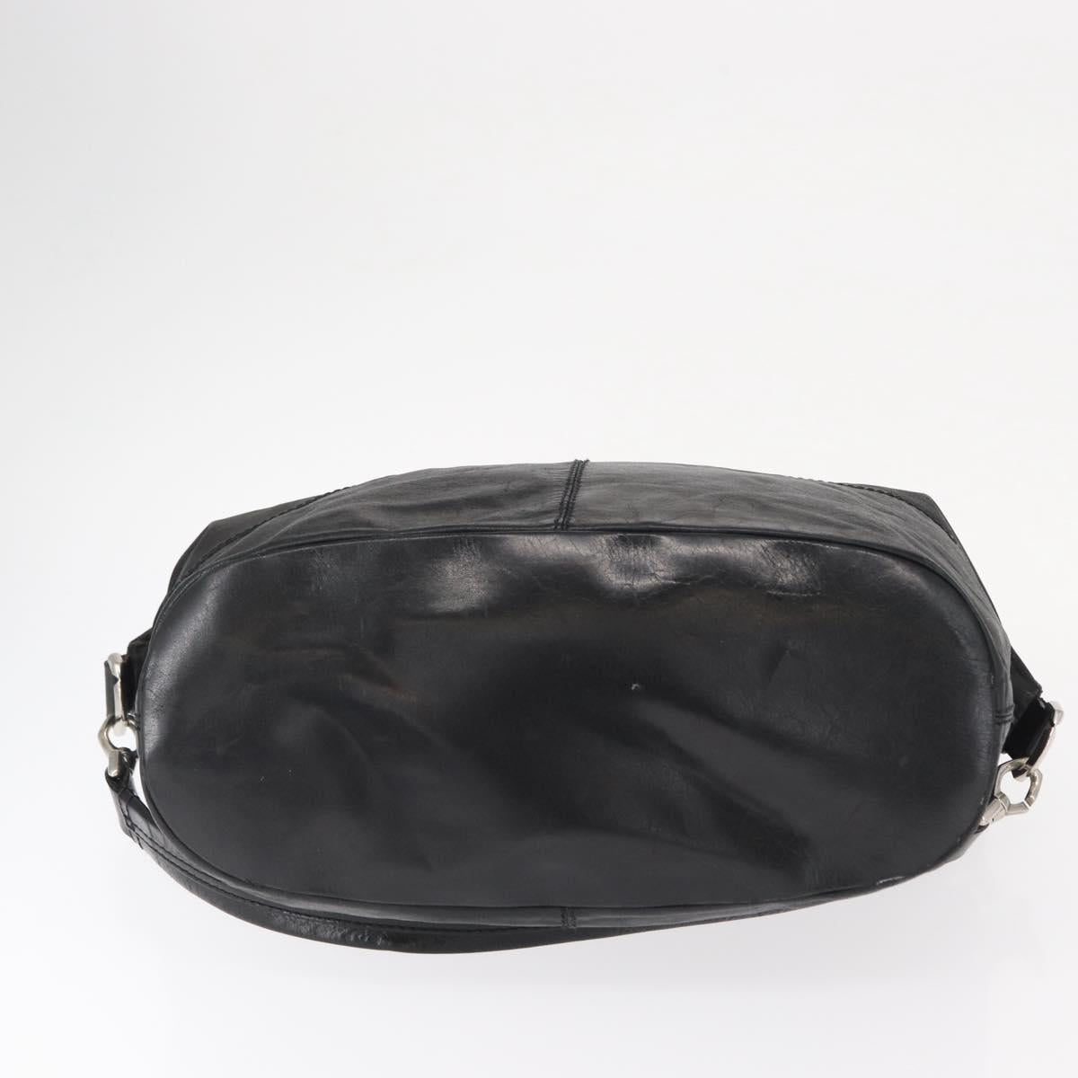 GIVENCHY Nightingale Hand Bag Leather 2way Black Silver Auth BA8495