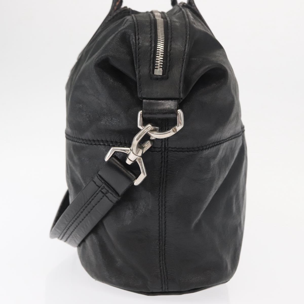 GIVENCHY Nightingale Hand Bag Leather 2way Black Silver Auth BA8495
