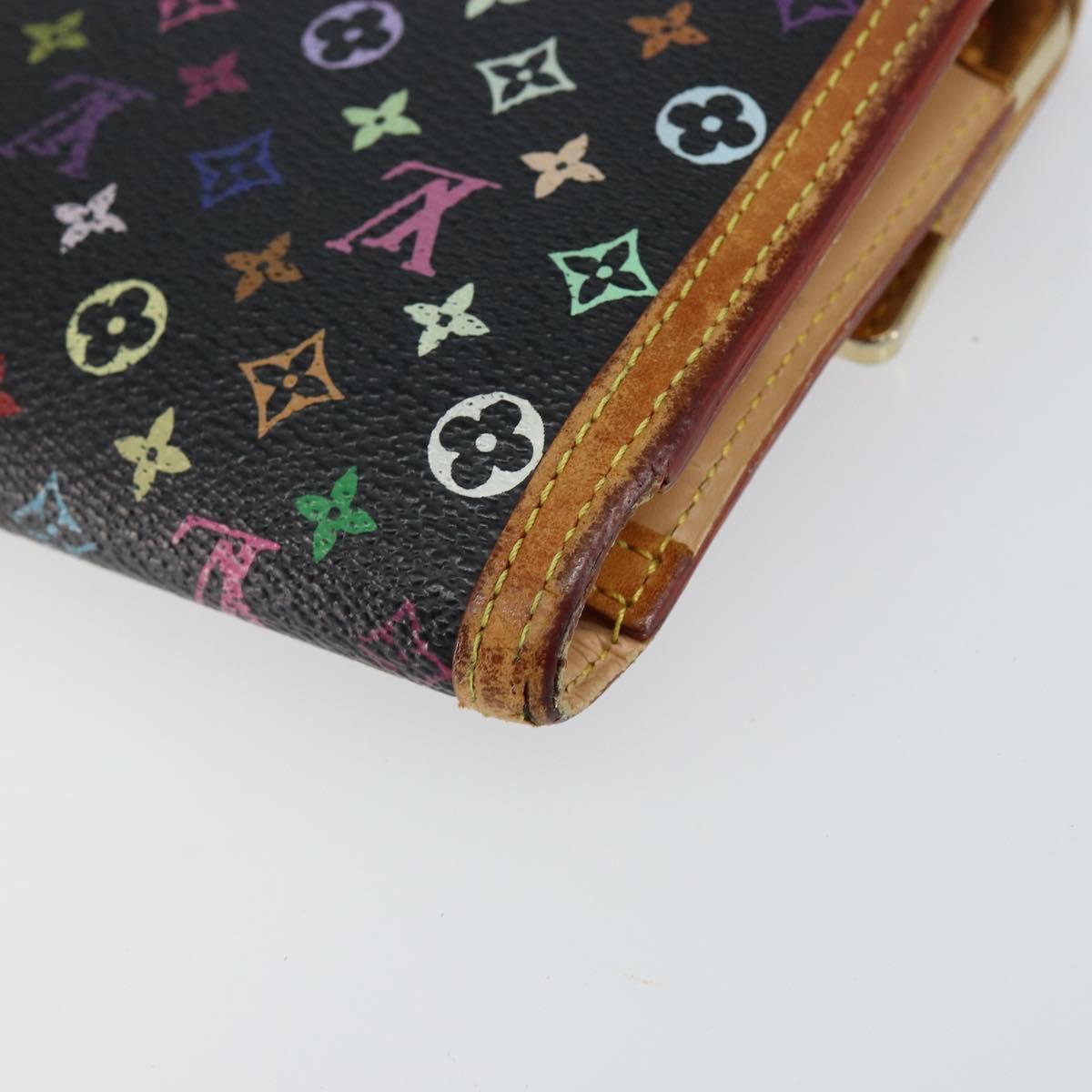 LOUIS VUITTON Monogram Multicolor Porte Tresor Wallet Black M92658 Auth BA8497