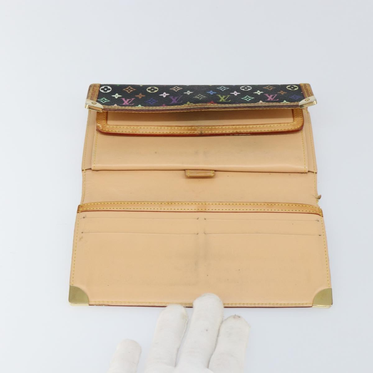 LOUIS VUITTON Monogram Multicolor Porte Tresor Wallet Black M92658 Auth BA8497