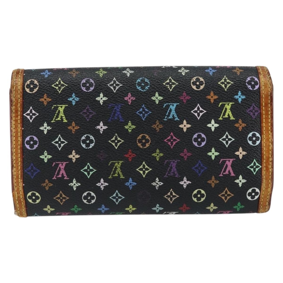 LOUIS VUITTON Monogram Multicolor Porte Tresor Wallet Black M92658 Auth BA8497