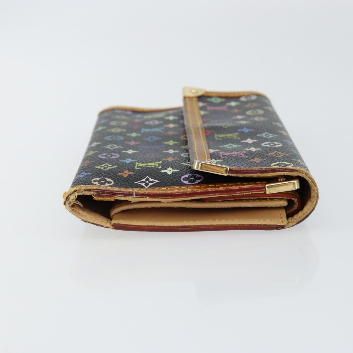 LOUIS VUITTON Monogram Multicolor Porte Tresor Wallet Black M92658 Auth BA8497