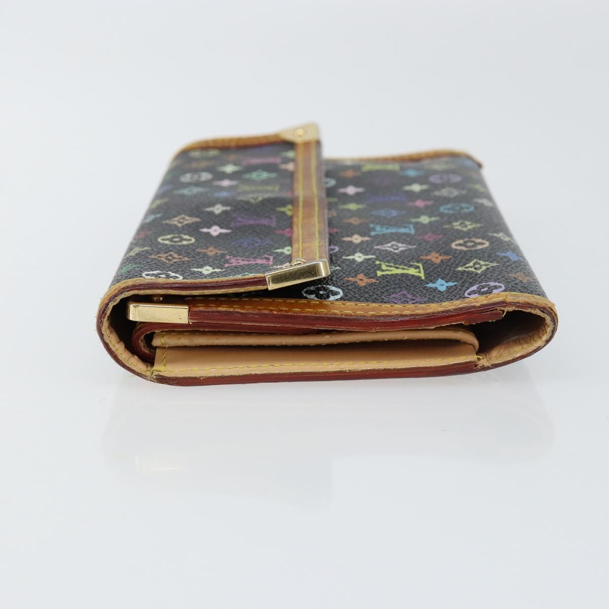 LOUIS VUITTON Monogram Multicolor Porte Tresor Wallet Black M92658 Auth BA8497