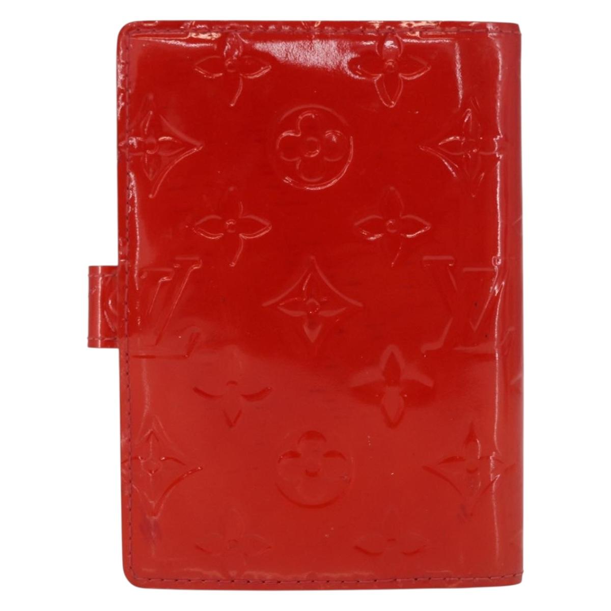 LOUIS VUITTON Monogram Vernis Agenda PM Day Planner Cover Red R21016 Auth BA8518