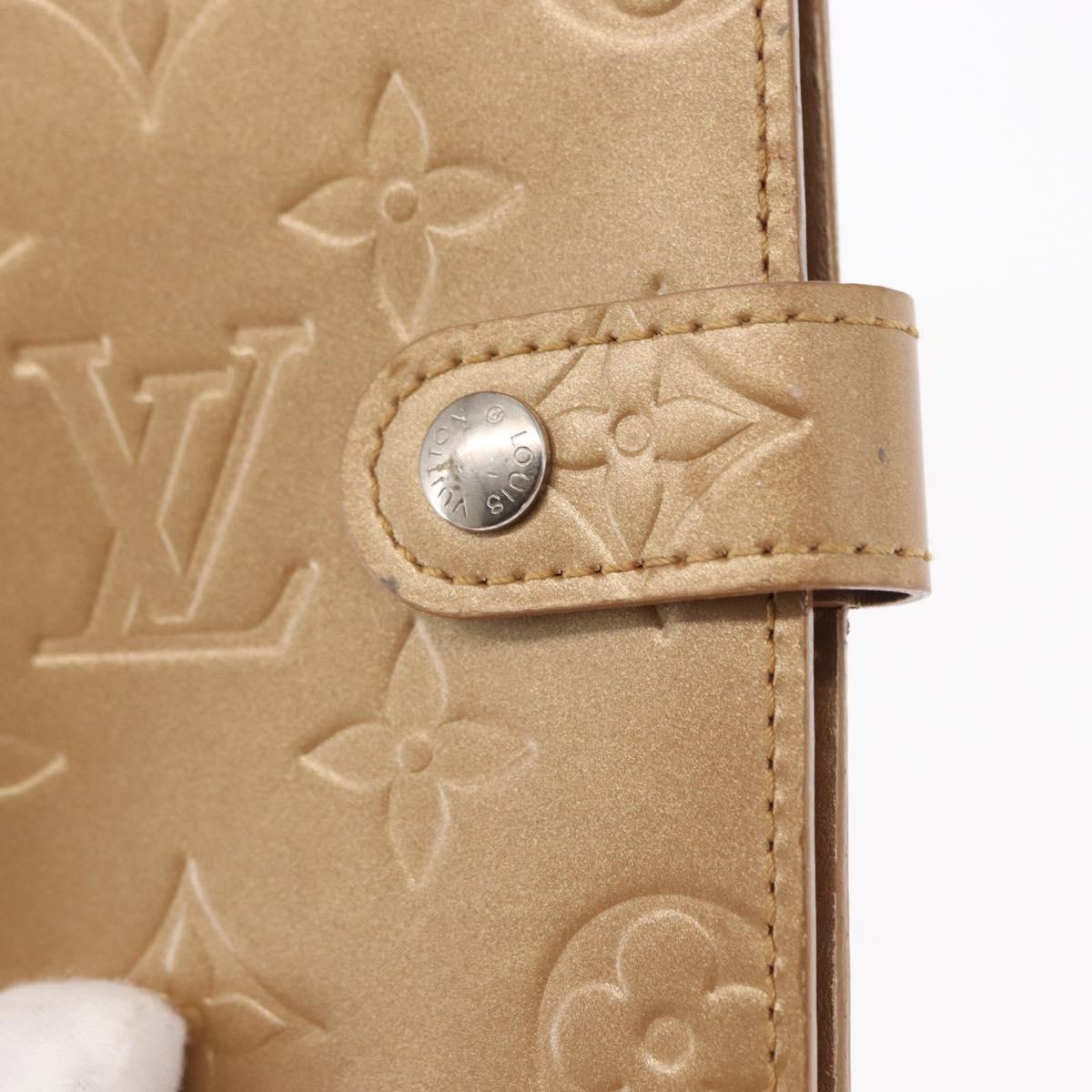 LOUIS VUITTON Monogram Mat Agenda PM Day Planner Cover Beige R20934 Auth BA8519
