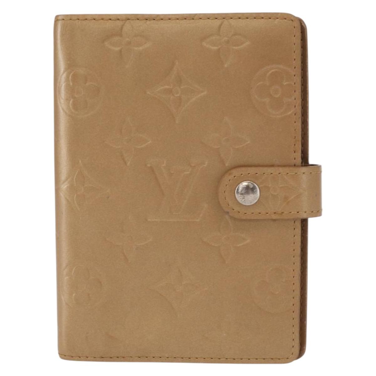 LOUIS VUITTON Monogram Mat Agenda PM Day Planner Cover Beige R20934 Auth BA8519