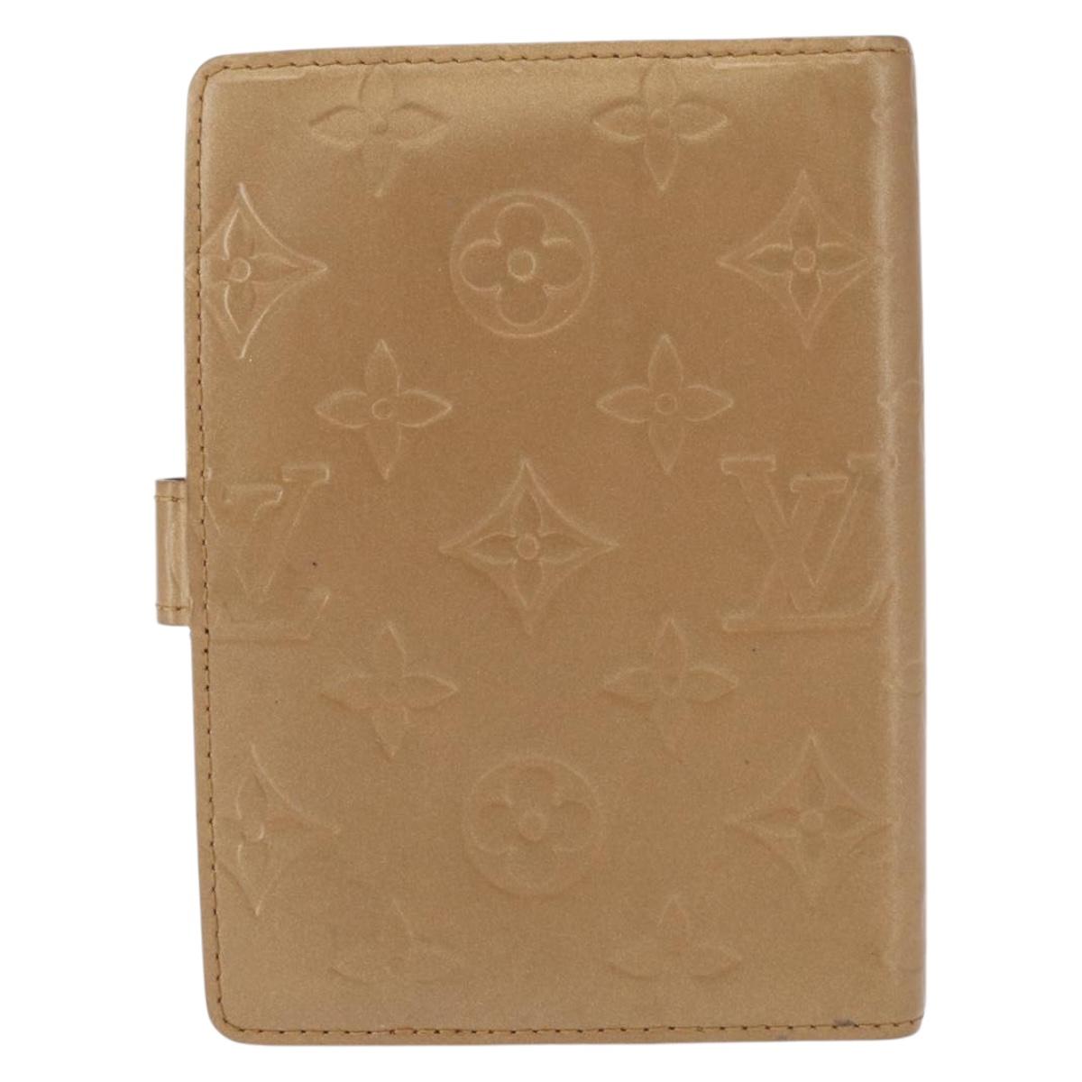 LOUIS VUITTON Monogram Mat Agenda PM Day Planner Cover Beige R20934 Auth BA8519