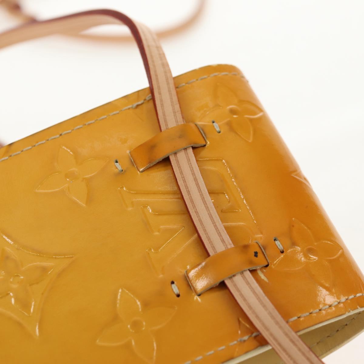 LOUIS VUITTON Monogram Vernis Green Case Lime Yellow M91052 LV Auth BA8521