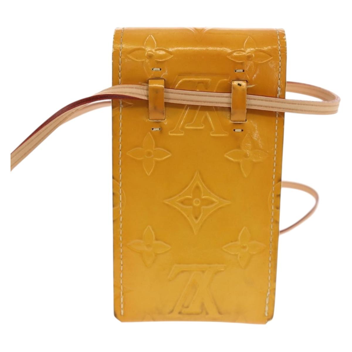 LOUIS VUITTON Monogram Vernis Green Case Lime Yellow M91052 LV Auth BA8521