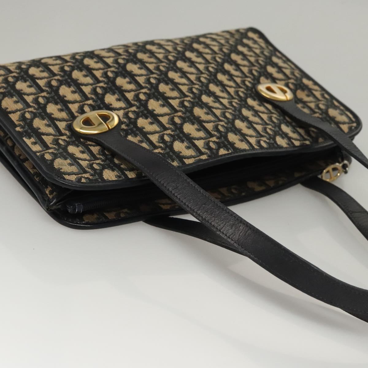 Christian Dior Trotter Canvas Shoulder Bag Navy Auth BA855