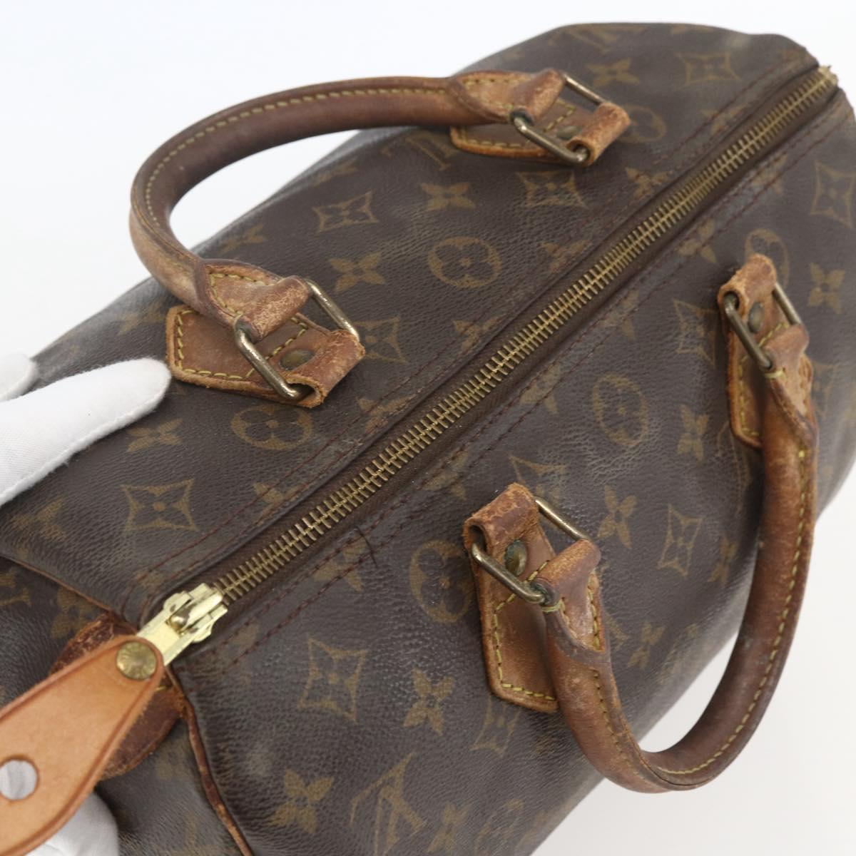 LOUIS VUITTON Monogram Speedy 30 Hand Bag M41526 LV Auth BA8564