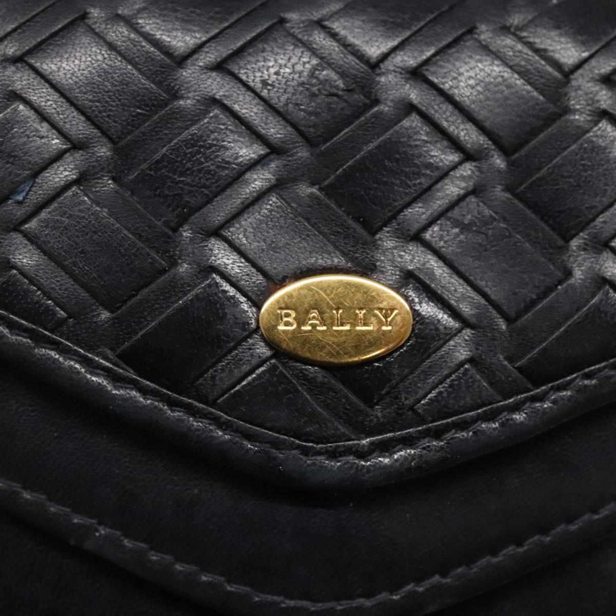 BALLY Shoulder Bag Leather Black Auth BA857