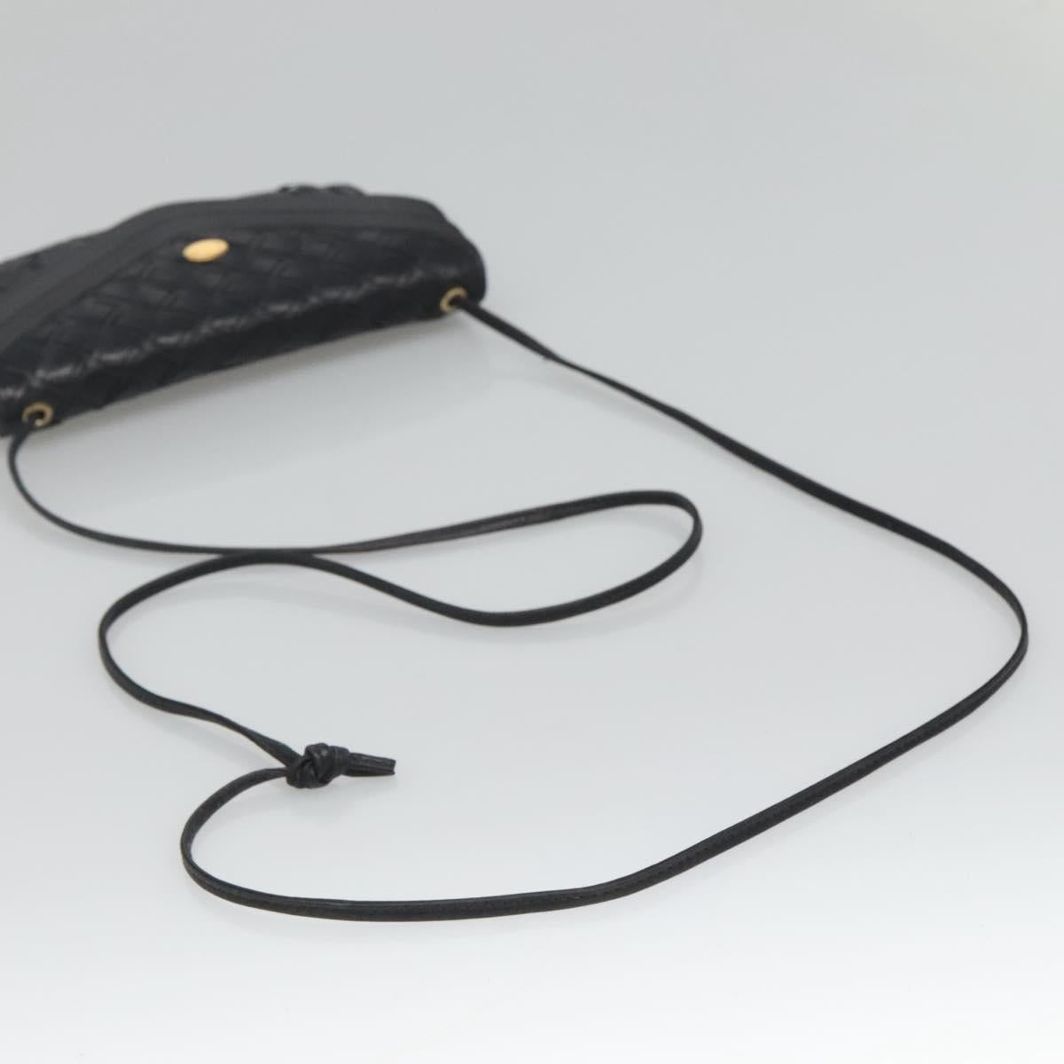 BALLY Shoulder Bag Leather Black Auth BA857