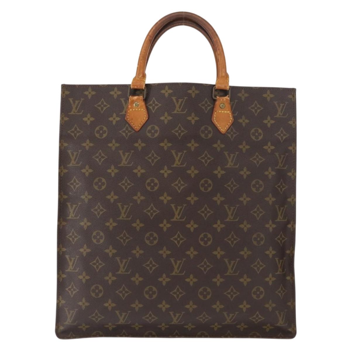 LOUIS VUITTON Monogram Sac Plat Hand Bag M51140 LV Auth BA8570