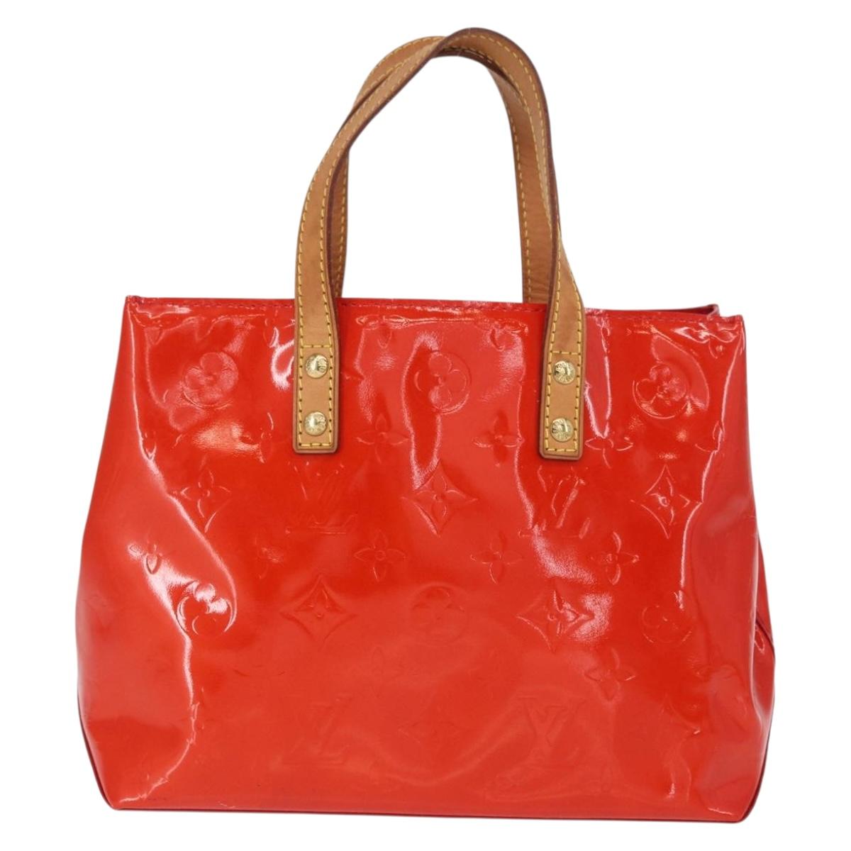LOUIS VUITTON Monogram Vernis Reade PM Hand Bag Red Rouge M91088 LV Auth BA8598
