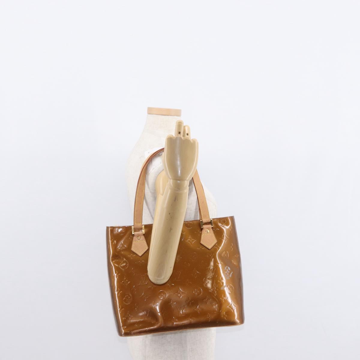 LOUIS VUITTON Monogram Vernis Houston Hand Bag Bronze M91122 LV Auth BA8601