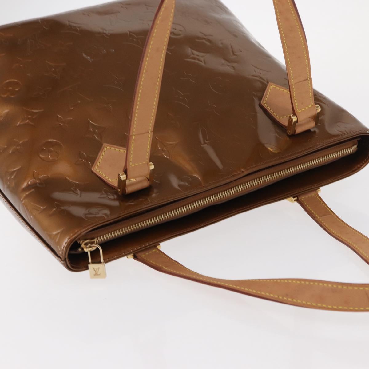 LOUIS VUITTON Monogram Vernis Houston Hand Bag Bronze M91122 LV Auth BA8601