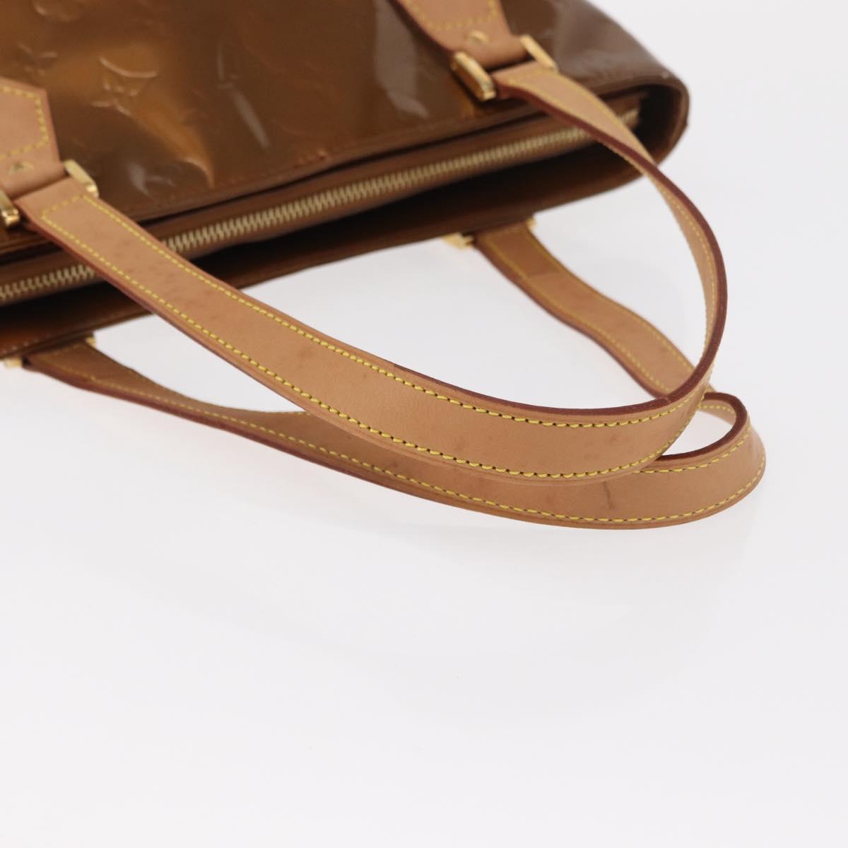 LOUIS VUITTON Monogram Vernis Houston Hand Bag Bronze M91122 LV Auth BA8601