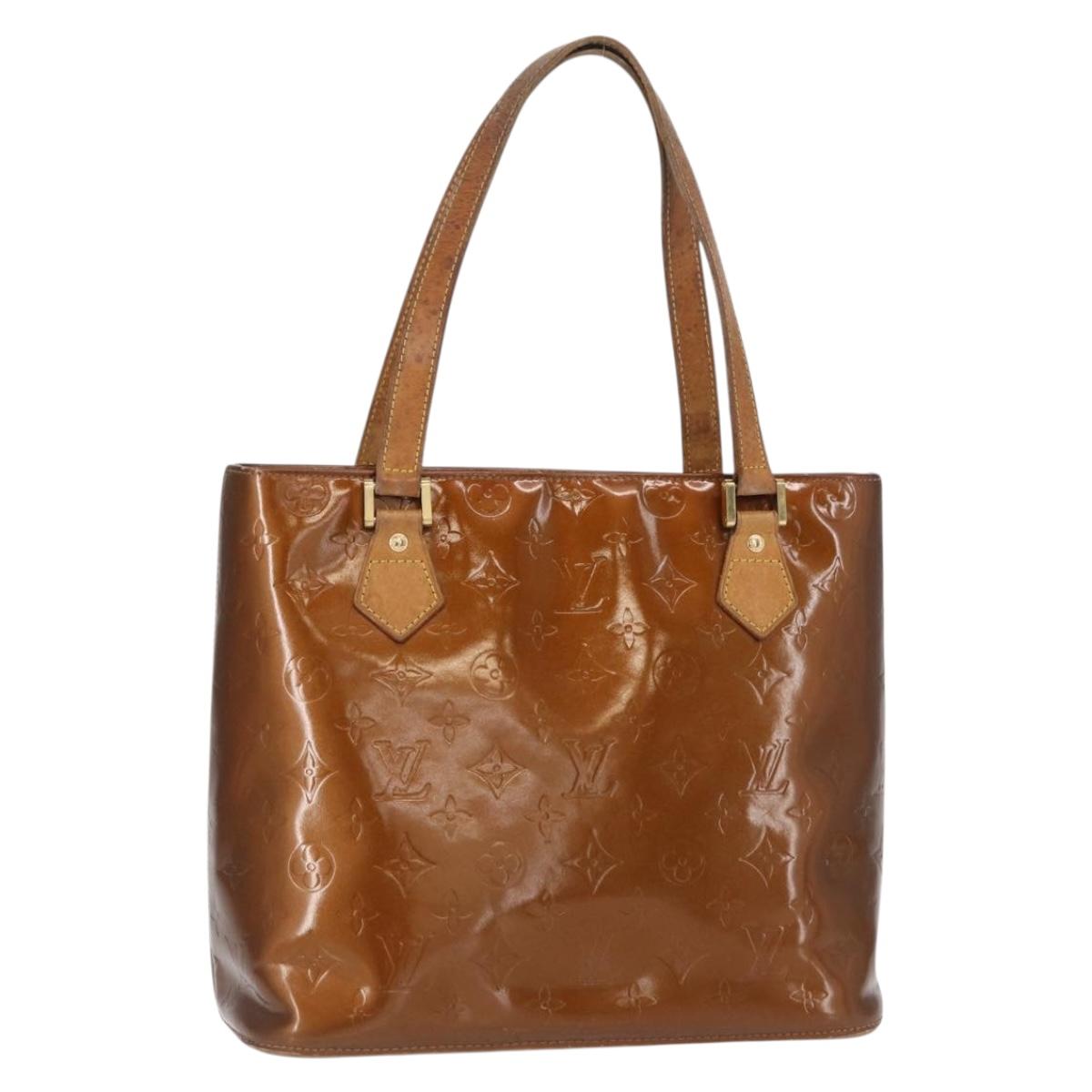 LOUIS VUITTON Monogram Vernis Houston Hand Bag Bronze M91122 LV Auth BA8602