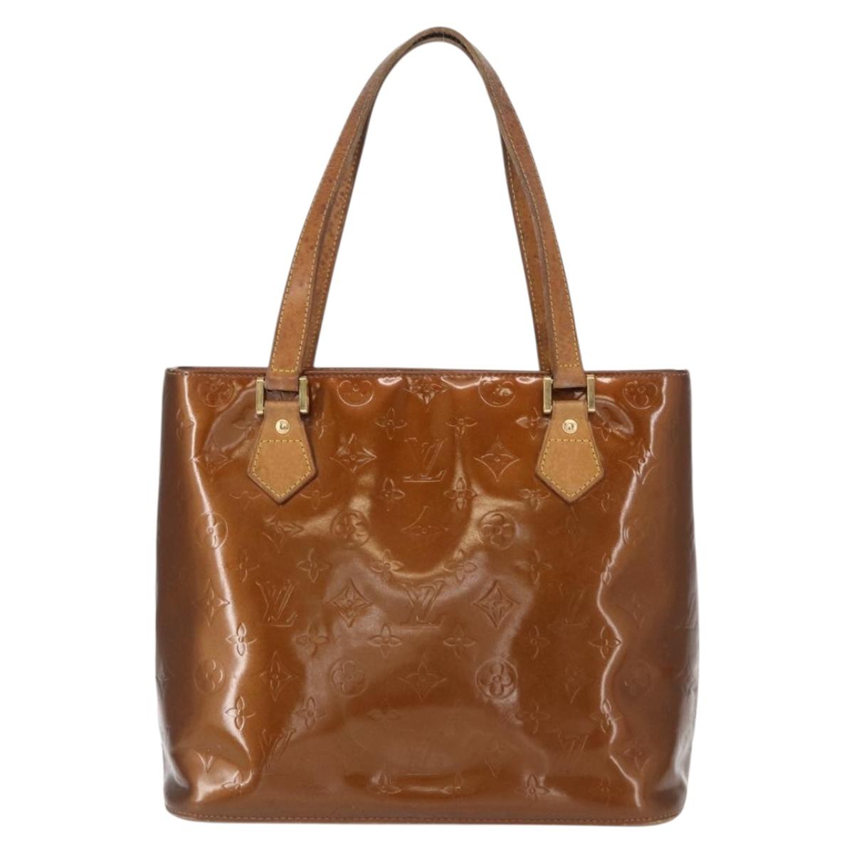 LOUIS VUITTON Monogram Vernis Houston Hand Bag Bronze M91122 LV Auth BA8602