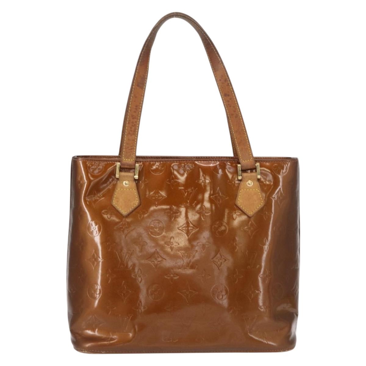 LOUIS VUITTON Monogram Vernis Houston Hand Bag Bronze M91122 LV Auth BA8602