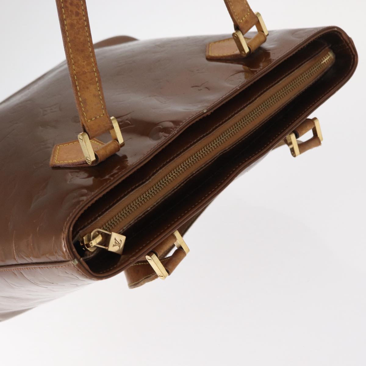 LOUIS VUITTON Monogram Vernis Houston Hand Bag Bronze M91122 LV Auth BA8602
