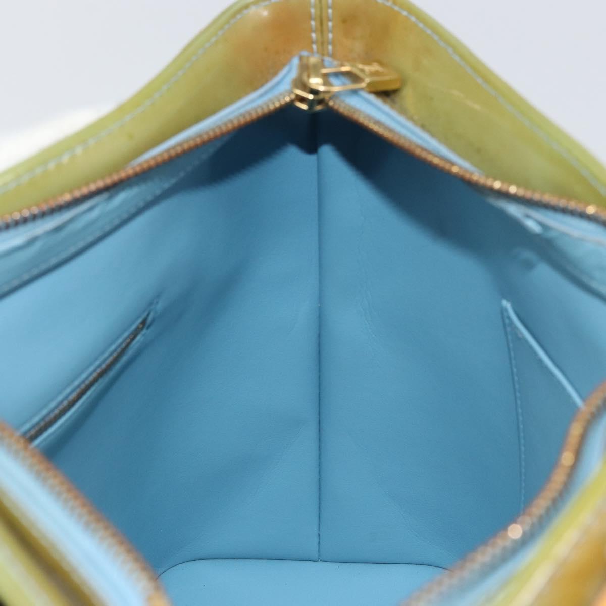 LOUIS VUITTON Monogram Vernis Houston Hand Bag Baby Blue M91005 LV Auth BA8603